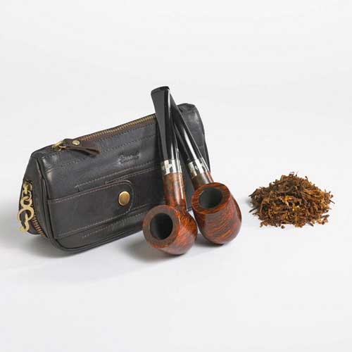 Tabakszak Peterson DeLuxe Combi 2 pijpen bruin