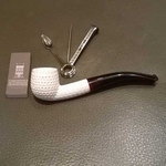 Meerschuim pijp billiard gebogen geen filter