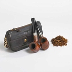 Tabakszak Peterson DeLuxe Combi 2 pijpen bruin